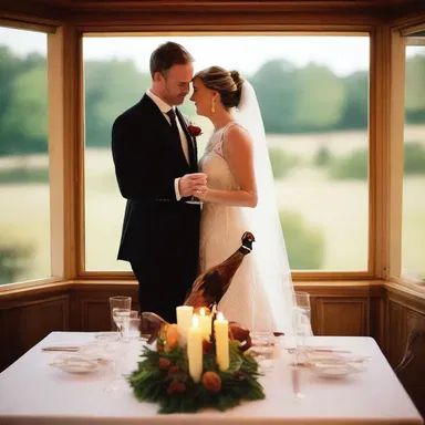 The couple celebrated their anniversary with a candlelit dinner, including a delicious pheasant under glass.