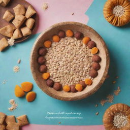 Generate an Instagram post for Makar Sankranti event. It should show unique imagery of the celebration along with additives and Tilgul sweets. Incorporate an inspirational quote and the greeting 'Happy Makar Sankranti'.