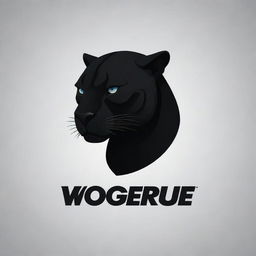 Create a logo with the text 'VogueRue' incorporating elements of black Nike shoes and a panther.