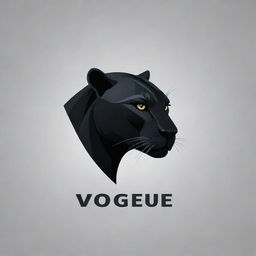 Create a logo with the text 'VogueRue' incorporating elements of black Nike shoes and a panther.