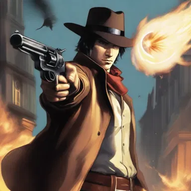 In the fantasy novel, the protagonist wielded a magical revolver that could shoot fireballs.