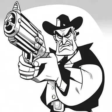 In the cartoon, the villain always carried a comically oversized revolver as a weapon.