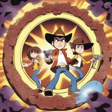 In the animated series, the characters stepped into a magical portal that resembled a revolver, transporting them to a different realm.