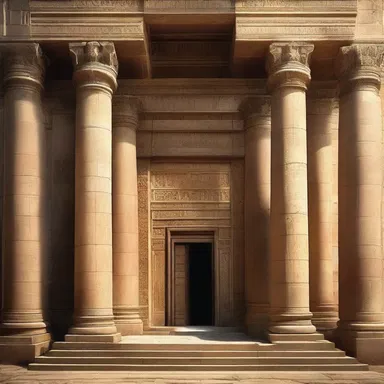 The ancient temple had a grand entrance with a wide revolving door, symbolizing the continuous cycle of life and rebirth.