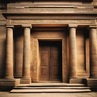The ancient temple had a grand entrance with a wide revolving door, symbolizing the continuous cycle of life and rebirth.