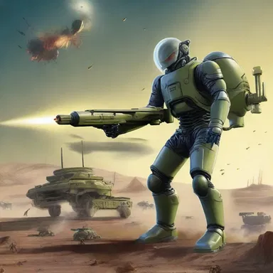 In the science fiction story, the artilleryman used advanced technology to defend against alien invaders.