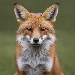 Generate an image of a fox that has the characteristics of a chubby, elderly Nepali man.