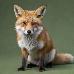 Generate an image of a fox that has the characteristics of a chubby, elderly Nepali man.