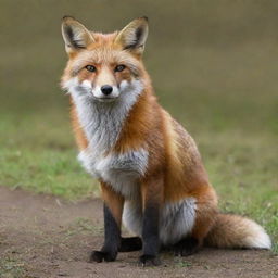 Generate an image of a fox that has the characteristics of a chubby, elderly Nepali man.