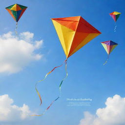 Modify the previous post adding colorful kites in the sky reflecting the Makar Sankranti tradition. Include an inspirational quote and the wish 'Happy Makar Sankranti'.