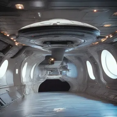 In the science fiction movie, the spaceship loses control and starts to tip over in zero gravity.