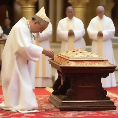 During the ritual, the priest tipped over the offering table to symbolize the end of the ceremony.