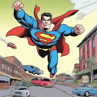 As the superhero fought against the villain, he tipped over cars and sent them flying through the air with his super strength.
