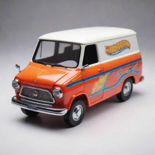 A small, vibrantly colored multicab in the style of a hot wheels toy