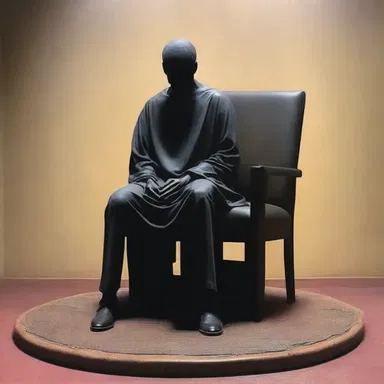 The artist depicted a haunting image of a person sitting in the hot seat, emphasizing the theme of justice.