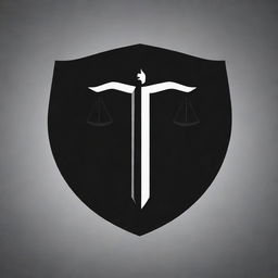 Design a simple, unique symbol of justice for a superhero, presented in a black theme.