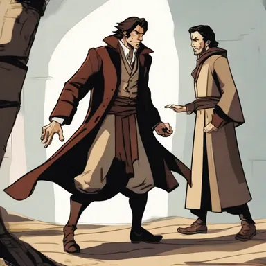 The protagonist bravely faced an evil sorcerer and kicked him right in the cobblers.