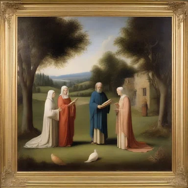 The painting depicted a serene scene, with the use of plagal cadence in the accompanying hymn providing a peaceful atmosphere.