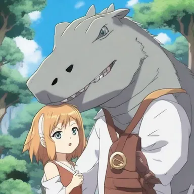 In the fantasy anime series, the protagonist befriends a unique labyrinthodont who possesses powerful magical abilities.