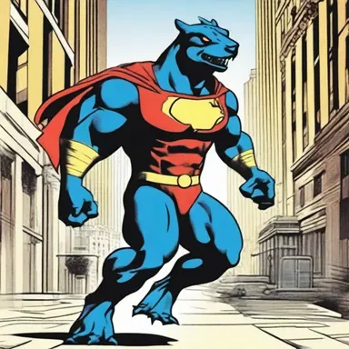 The superhero comics featured a fearless labyrinthodont who used his agility and strength to fight crime in the city.