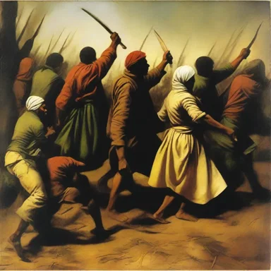 The painting depicted the struggle of the oppressed against their oppressors.
