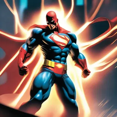 As the superhero charged up his powers, his entire body became candent, glowing brightly with intense heat.
