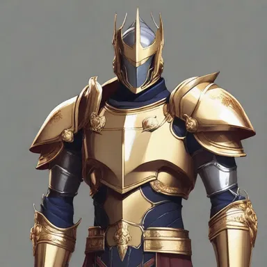 The protagonist's armor was complete with a pair of shining tasse, adding to his formidable appearance.