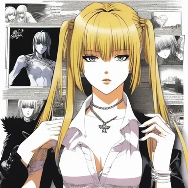 In the anime series 'Death Note', the character Misa Amane is portrayed as a femme fatale with her manipulative nature and enticing charm.