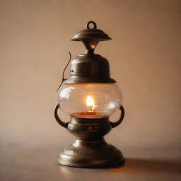 A traditional Indian oil lamp, commonly known as 'Chirag', glowing with a soft, warm light.