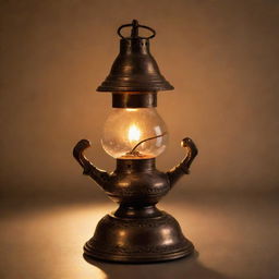 A traditional Indian oil lamp, commonly known as 'Chirag', glowing with a soft, warm light.