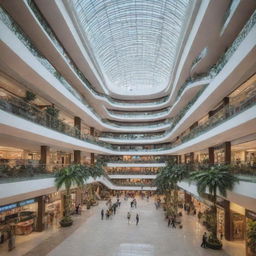 Taman Anggrek Mall in Jakarta in the year 2055, showcasing futuristic architectural design and innovative technology