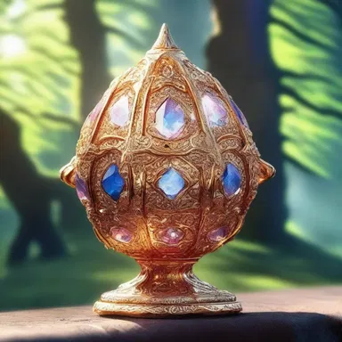 In the fantasy novel, the magical artifact was adorned with a lustrous coating that sparkled in the sunlight.