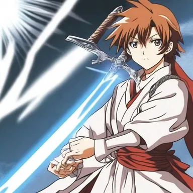 The protagonist's sword in the anime had a brilliant luster, adding to its mythical aura.