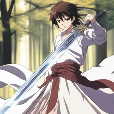 The protagonist's sword in the anime had a brilliant luster, adding to its mythical aura.