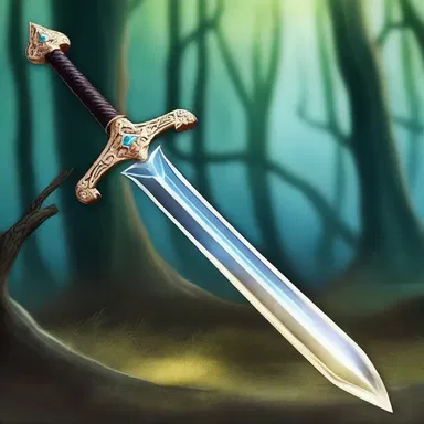 The enchanted sword glowed with a mesmerizing luster, making it the perfect weapon for a hero in a fantasy tale.