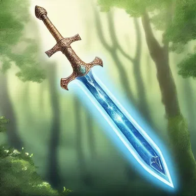 The enchanted sword glowed with a mesmerizing luster, making it the perfect weapon for a hero in a fantasy tale.