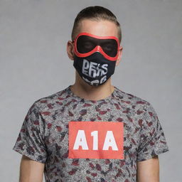 A masked man wearing a prominently featured 'DNR' printed shirt