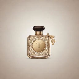 Design a stylish and elegant perfume logo starting with the letter T. Include intricate details and sleek design elements to signify luxury and sophistication.