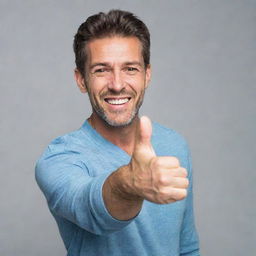 A cool and lively man enthusiastically doing the sheesh gesture with his right hand towards his forearm.