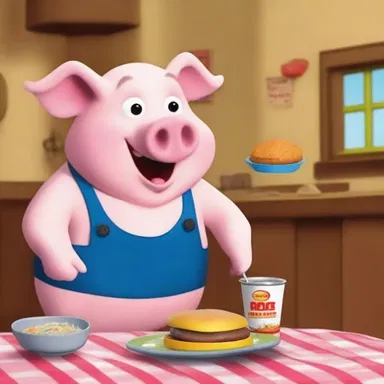 In the animated show, the lovable pig character only eats cosher food to stay true to his dietary restrictions.