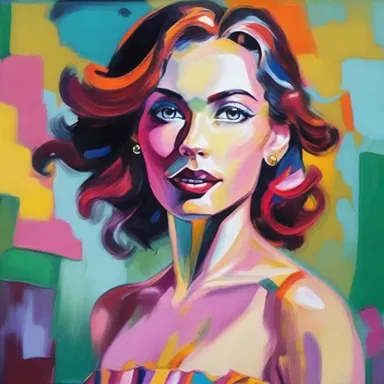 The artist used vibrant colors and exaggerated features to glamorize the beauty of the subject in their painting.