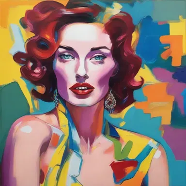 The artist used vibrant colors and exaggerated features to glamorize the beauty of the subject in their painting.