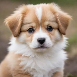 An adorable, playful puppy with fluffy fur and sparking eyes