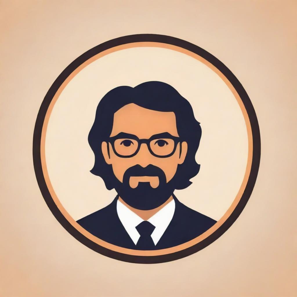 Create a circular logo, featuring a distinct stylized imagery of a teacher at its center.