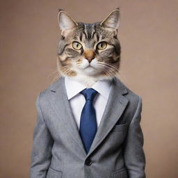 A charming cat dressed eloquently in a well-fitted business suit