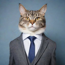 A charming cat dressed eloquently in a well-fitted business suit