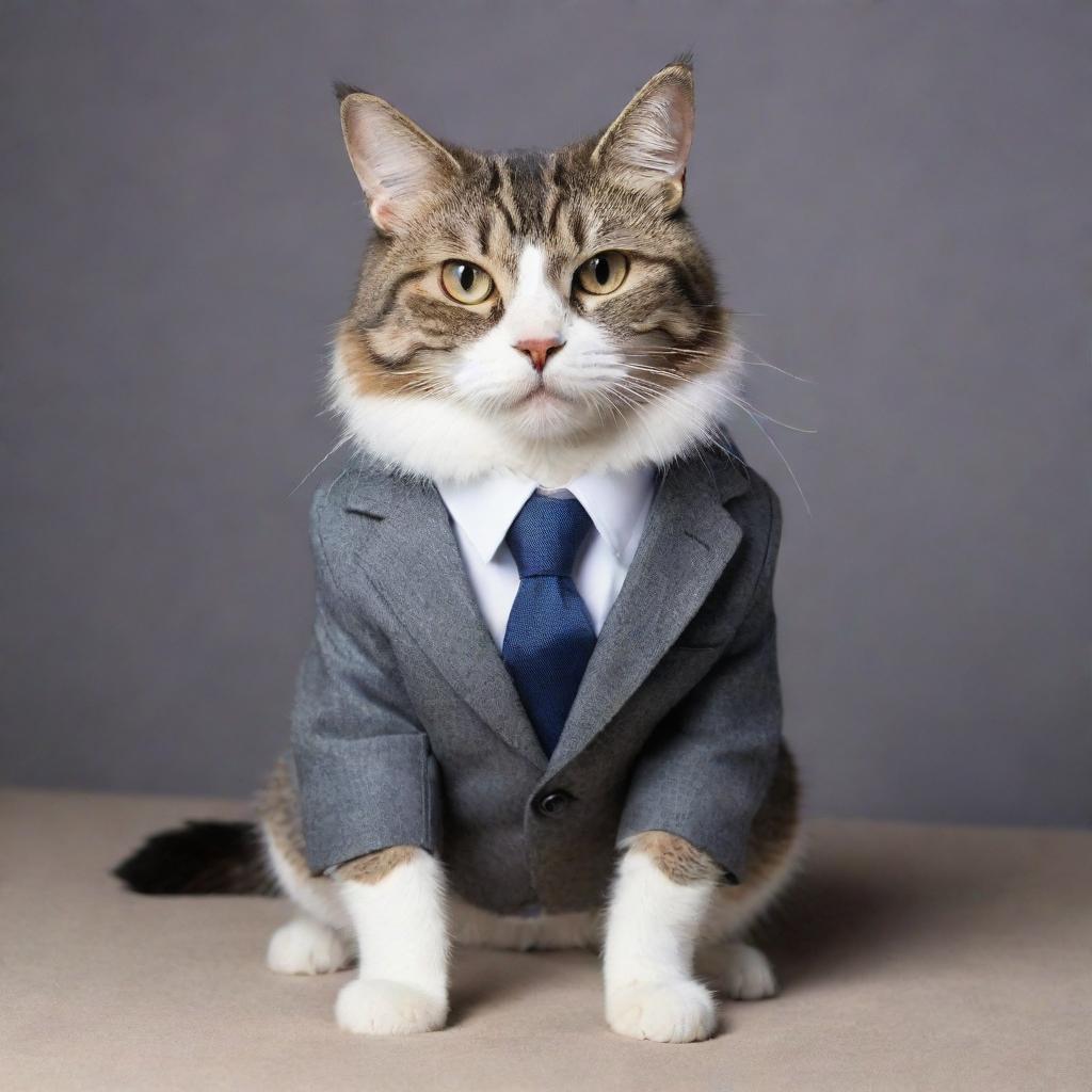 A charming cat dressed eloquently in a well-fitted business suit