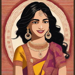 A high-resolution digital art portrayal of a teenage girl of Desi heritage