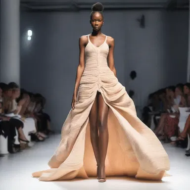 The renowned fashion designer showcased a stunning dress made from the fibers of cassava during the fashion week.