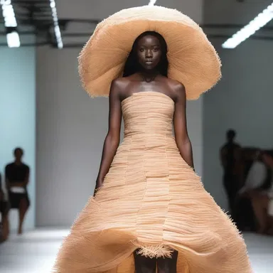 The renowned fashion designer showcased a stunning dress made from the fibers of cassava during the fashion week.